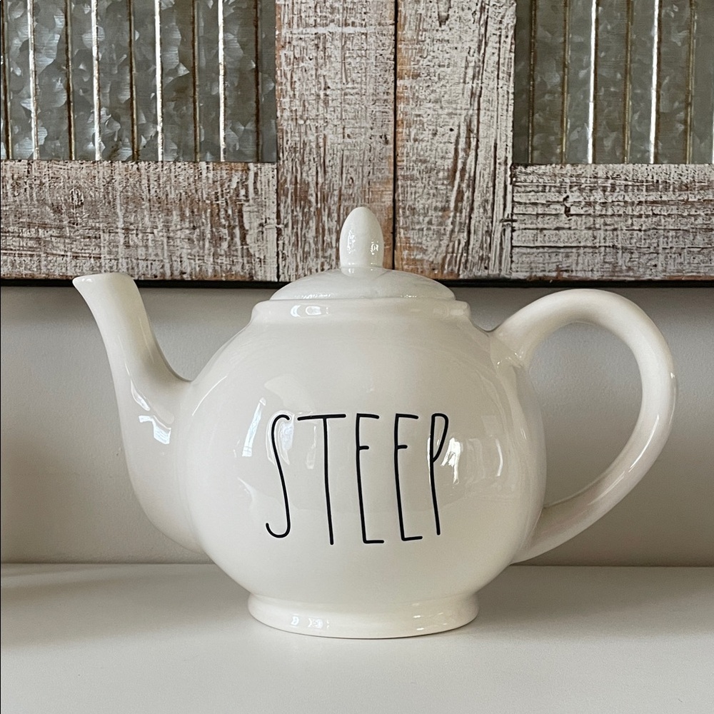 Rae Dunn White Ceramic 'STEEP' Teapot
